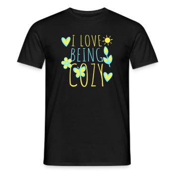 I Love Being Cozy Gemütlichkeit Zuhause Entspannt - Men's T-Shirt - black - Front - AI Model Male 178 light (178cm)