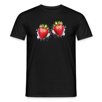 Wasserfarbene Erdbeeren  - Männer T-Shirt - Schwarz - Vorne - AI Model Male 178 light (178cm)