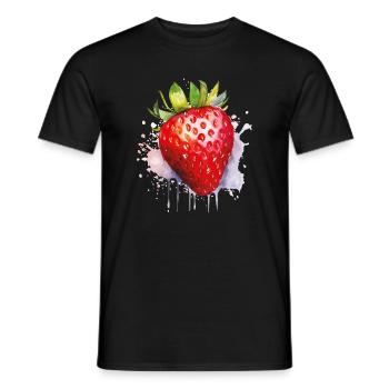 Watercolor Strawberry Spritzer - Men's T-Shirt - black - Front - AI Model Male 178 light (178cm)