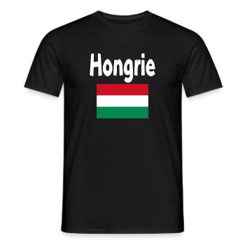 Hongrie Drapeau et mot Hongrie - T-shirt homme - noir - Devant - AI Model Male 178 light (178cm)