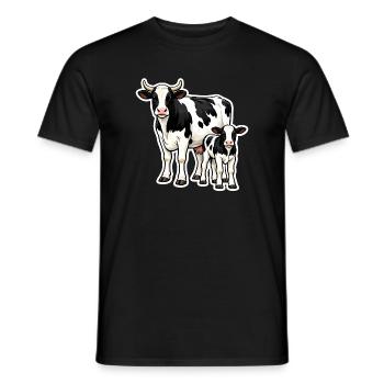 Vache avec veau – Illustration de ferme aimante - T-shirt homme - noir - Devant - AI Model Male 178 light (178cm)
