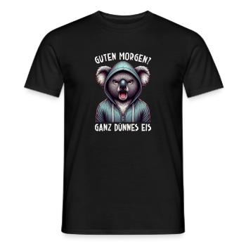 Bonjour, très mince koala à glace, endormis - T-shirt homme - noir - Devant - AI Model Male 178 light (178cm)