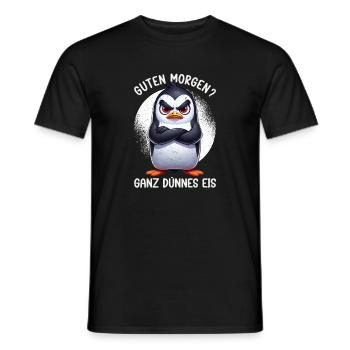 Guten Morgen Ganz Dünnes Eis Pinguin Schlafmützen - Men's T-Shirt - black - Front - AI Model Male 178 light (178cm)