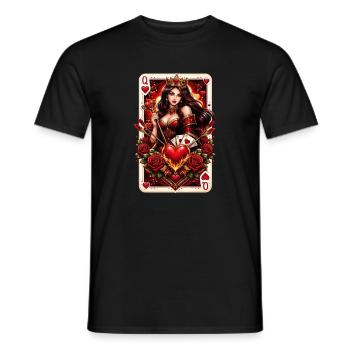 Couple de cartes à jouer Reine de Cœur Jour de la Saint-Valentin n° 2 - T-shirt homme - noir - Devant - AI Model Male 178 light (178cm)