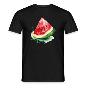 Wassermelone Aquarell Splash - Männer T-Shirt - Schwarz - Vorne - AI Model Male 178 light (178cm)