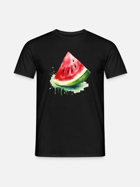 Éclaboussure d’aquarelle pastèque - T-shirt homme - noir