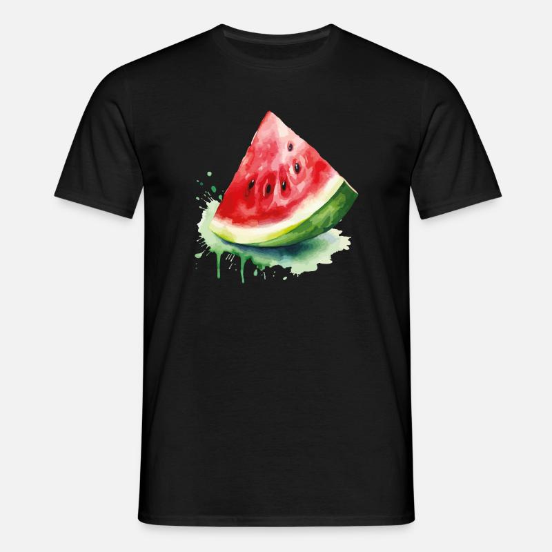 Éclaboussure d’aquarelle pastèque - T-shirt Homme - noir