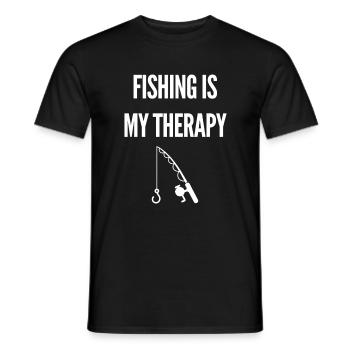 Fishing Is My Therapy – Angler Design - Männer T-Shirt - Schwarz - Vorne - AI Model Male 178 light (178cm)
