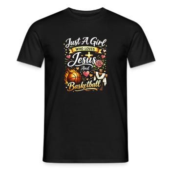Just A Girl Who Loves Jesus And Basketball - Men's T-Shirt - black - Front - AI Model Male 178 light (178cm)