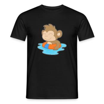 Affe Schwimmen Schwimmring Sommer - Männer T-Shirt - Schwarz - Vorne - AI Model Male 178 light (178cm)