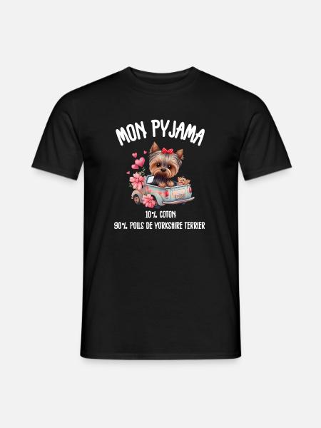 Lustige Yorkshire-Hundepyjamas - Männer T-Shirt - Schwarz