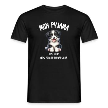 Pyjama Drôle Chien Border Collie - T-shirt homme - noir - Devant - AI Model Male 178 light (178cm)