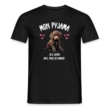 Pyjama Chien Caniche Humour - T-shirt homme - noir - Devant - AI Model Male 178 light (178cm)