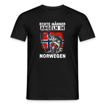 Echte Männer Angeln In Norwegen Angler Fisher - Männer T-Shirt - Schwarz - Vorne - AI Model Male 178 light (178cm)