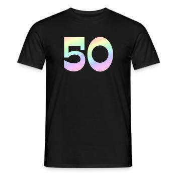 50, Gradient Pastel, Number Motif - Men's T-Shirt - black - Front - AI Model Male 178 light (178cm)