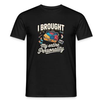 Funny Backpacker Equipment Men Women - Men's T-Shirt - black - Front - AI Model Male 178 light (178cm)