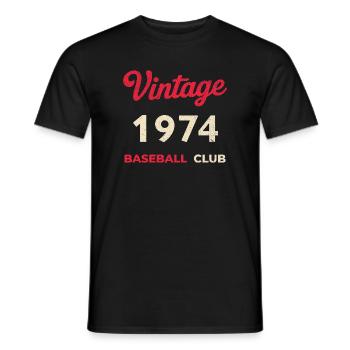 Vintage 1974 – Année de naissance rétro du club de baseball - T-shirt homme - noir - Devant - AI Model Male 178 light (178cm)