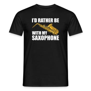 Je préfère être avec mon saxophoniste - T-shirt homme - noir - Devant - AI Model Male 178 light (178cm)