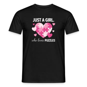 Juste une fille qui adore les énigmes - T-shirt homme - noir - Devant - AI Model Male 178 light (178cm)