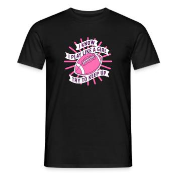 Je connais la citation de football Play Like a Girl - T-shirt homme - noir - Devant - AI Model Male 178 light (178cm)