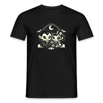 Nocturnal adorable vampire duo - Men's T-Shirt - black - Front - AI Model Male 178 light (178cm)