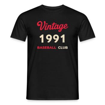 Année 1991 – Année de naissance rétro du club de baseball - T-shirt homme - noir - Devant - AI Model Male 178 light (178cm)