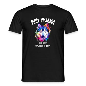 Lustige Husky-Hundepyjamas - Männer T-Shirt - Schwarz - Vorne - AI Model Male 178 light (178cm)