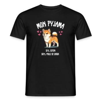 Shiba Humor Dog Pajamas - Men's T-Shirt - black - Front - AI Model Male 178 light (178cm)