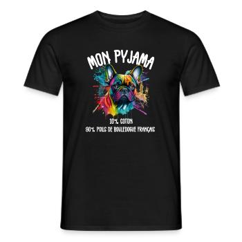 Pyjamas Dog French Bulldog Humor - Men's T-Shirt - black - Front - AI Model Male 178 light (178cm)