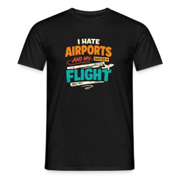 Reiseangst-humor, Flughafen-chaos, Fliegen Ist - Männer T-Shirt - Schwarz - Vorne - AI Model Male 178 light (178cm)