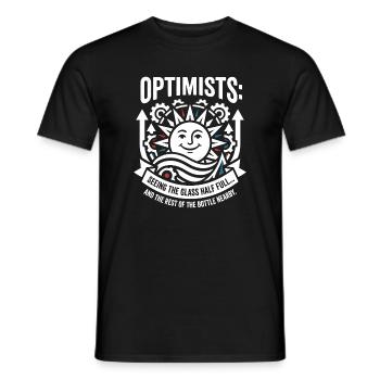 Optimisten Glas Halb Voll Motiv - Männer T-Shirt - Schwarz - Vorne - AI Model Male 178 light (178cm)