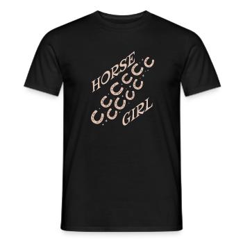 Logo de la Fille Cheval Motif en diagonale - T-shirt homme - noir - Devant - AI Model Male 178 light (178cm)