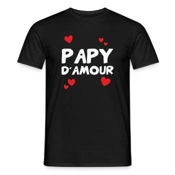 Papy d’amour – famille tendresse humour cadeau - T-shirt homme - noir - Devant - AI Model Male 178 light (178cm)