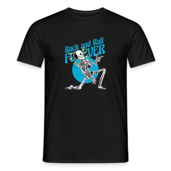 Skeleton Guitar Pick – Rock and Roll Forever Metal - Männer T-Shirt - Schwarz - Vorne - AI Model Male 178 light (178cm)