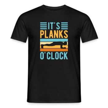 Fitness Fanatics It ́s Planks O ́Clock Calisthenics - Men's T-Shirt - black - Front - AI Model Male 178 light (178cm)