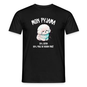 Lustiger Hund Bichon-Schlafanzug - Männer T-Shirt - Schwarz - Vorne - AI Model Male 178 light (178cm)
