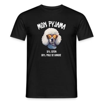 Pyjama Chien Caniche Humour - T-shirt homme - noir - Devant - AI Model Male 178 light (178cm)