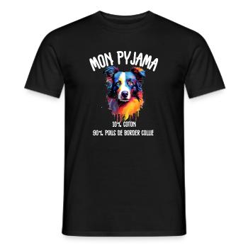 Pyjama Drôle Chien Border Collie - T-shirt homme - noir - Devant - AI Model Male 178 light (178cm)