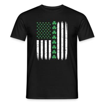 Drapeau américain américain avec trèfles pour Saint Patrick - T-shirt homme - noir - Devant - AI Model Male 178 light (178cm)