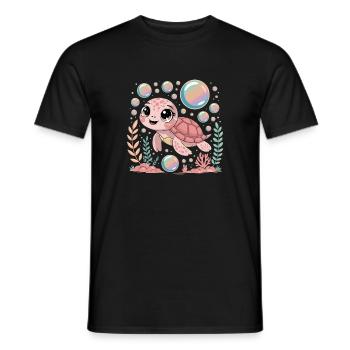 Petit tortue de mer mignon sous l’eau avec - T-shirt homme - noir - Devant - AI Model Male 178 light (178cm)