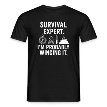 Survival Expert – Probably Improvised - Men's T-Shirt - black - Front - AI Model Male 178 light (178cm)