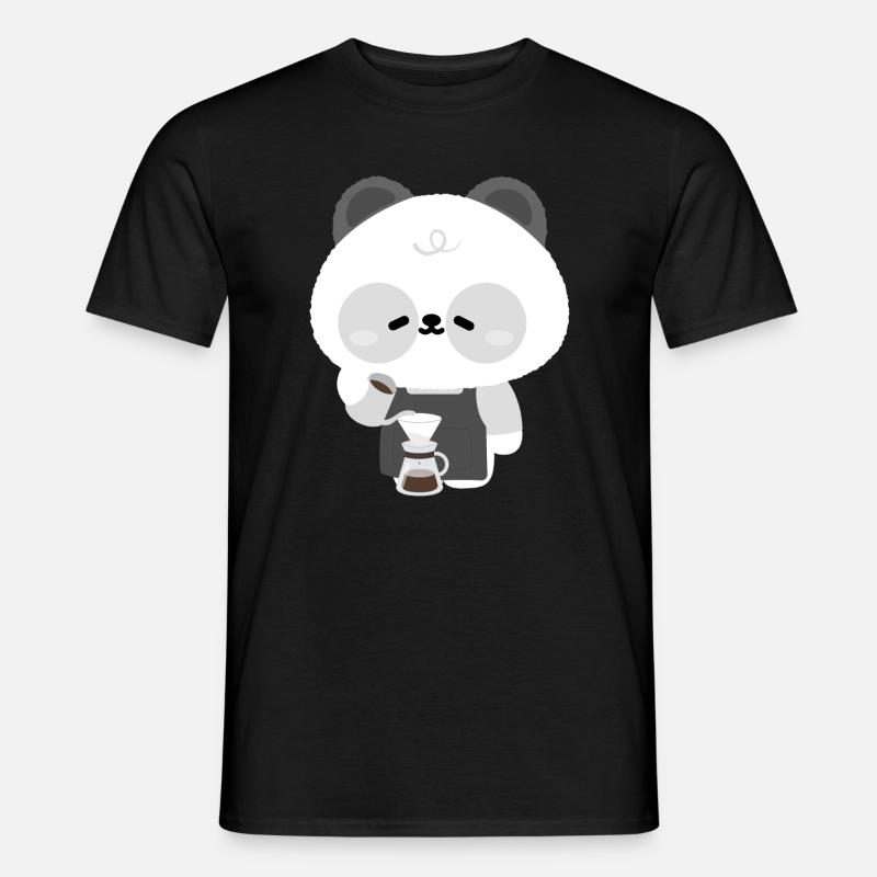 Panda Barista Kaffeebrühe - Männer T-Shirt - Schwarz