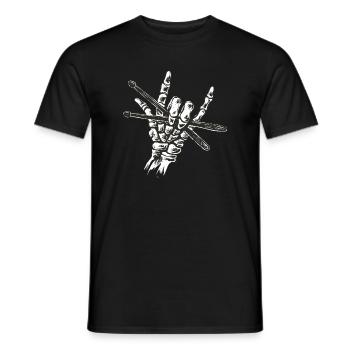 Baguettes de batterie squelette Main – Metal Rock Cors Batterie - T-shirt homme - noir - Devant - AI Model Male 178 light (178cm)