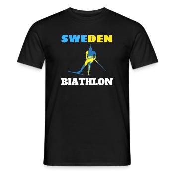 Biathlon Schweden Silhouette blau gelb - Männer T-Shirt - Schwarz - Vorne - AI Model Male 178 light (178cm)