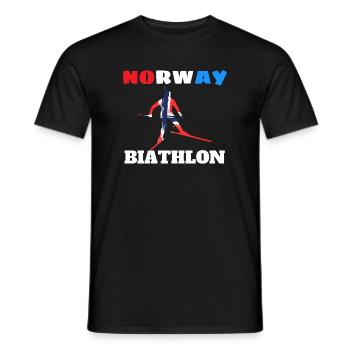 Biathleten-Silhouette mit norwegischer Flagge - Männer T-Shirt - Schwarz - Vorne - AI Model Male 178 light (178cm)