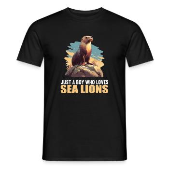 Sea Lions Sea Lion - Men's T-Shirt - black - Front - AI Model Male 178 light (178cm)