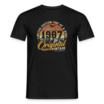 Cadeau rétro original d’anniversaire vintage de 1987 - T-shirt homme - noir - Devant - AI Model Male 178 light (178cm)