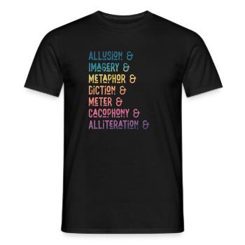 Literarische Mittel Regenbogenmontage - Männer T-Shirt - Schwarz - Vorne - AI Model Male 178 light (178cm)