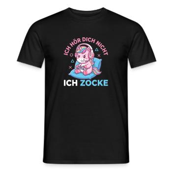 Diction amusante du casque licorne gamer - T-shirt homme - noir - Devant - AI Model Male 178 light (178cm)