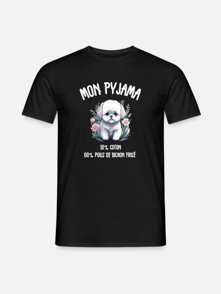 Lustiger Hund Bichon-Schlafanzug - Männer T-Shirt - Schwarz